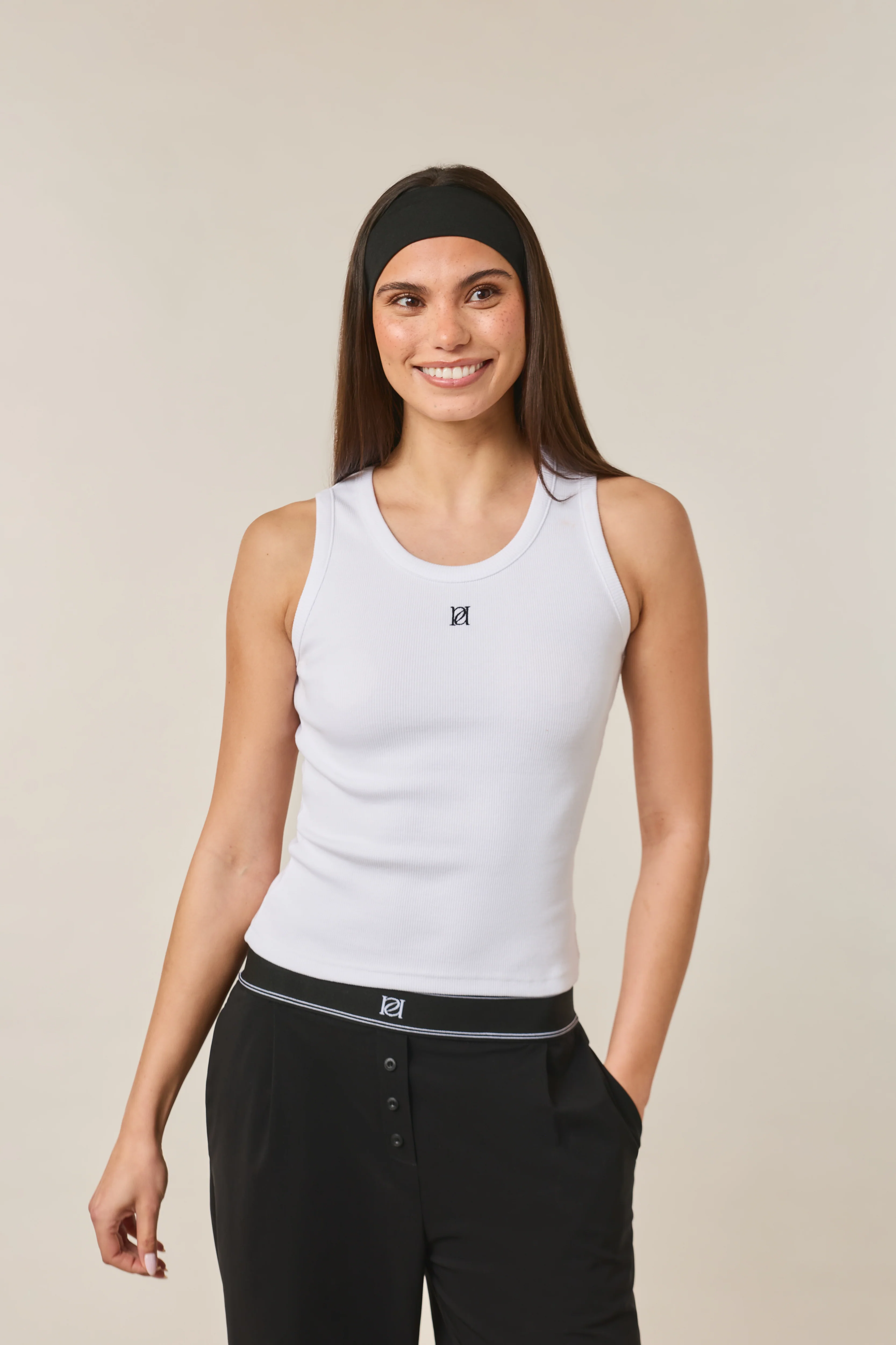 Ribbed Emblem Vest Top